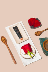 Marrakech color corrector by Journ in 0.4oz size, with a rose, sweet almonds and carrot seeds. 