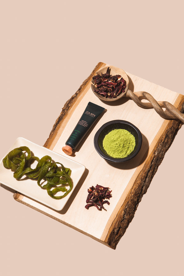 Matcha color corrector by Journ in 0.4oz size, with hibiscus, seaweed, and matcha powder